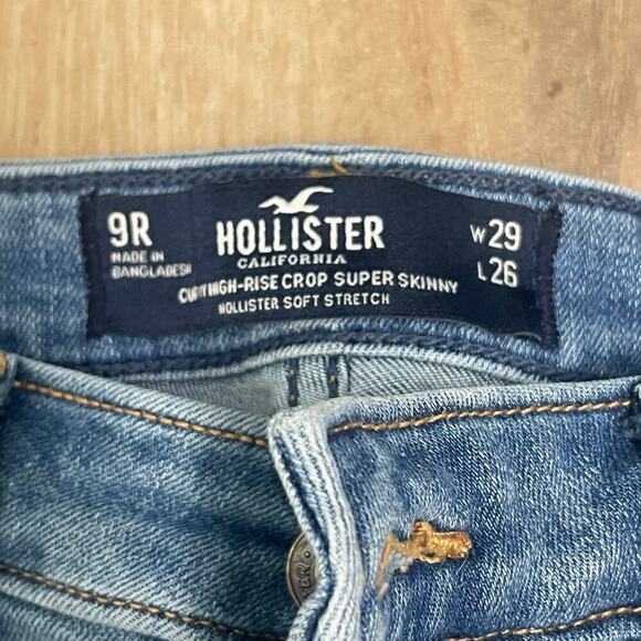 Hollister Curvy High Rise Crop Super Skinny Star Jeans Size 9 29 Denim Stretch - Picture 4 of 5